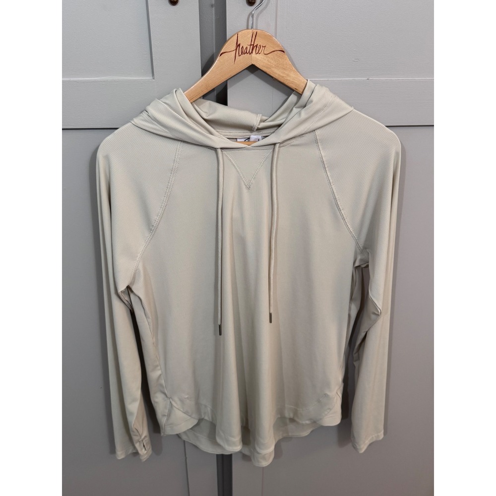 Sage Collective Mens Ribbed Activewear Hoodie Cream Raglan Long Sleeve medium